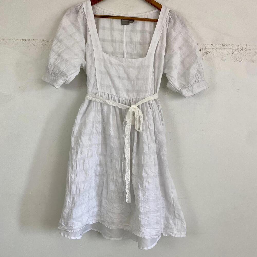 ASOS white cotton puff sleeve mini dress sz 6